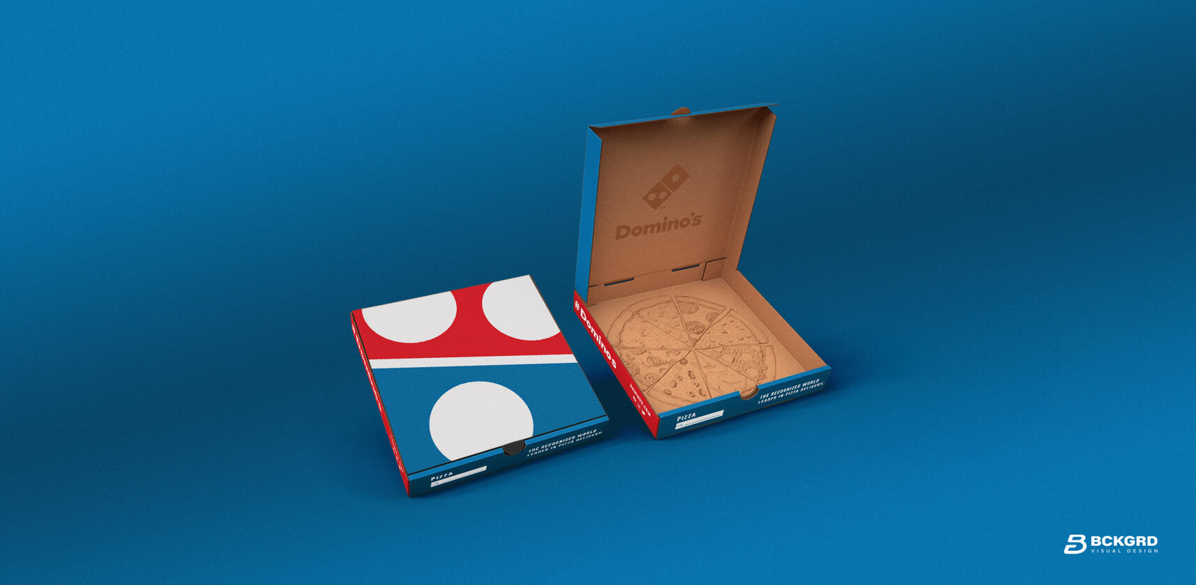 Pizza box on a blue background